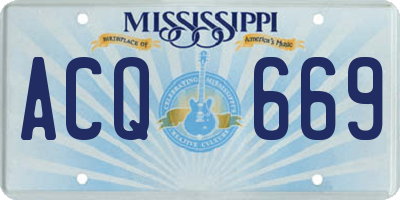 MS license plate ACQ669