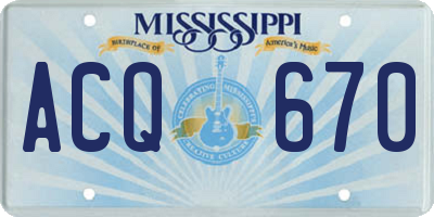 MS license plate ACQ670