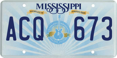 MS license plate ACQ673