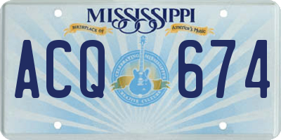 MS license plate ACQ674