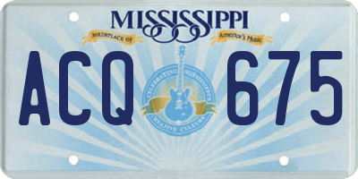 MS license plate ACQ675