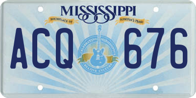 MS license plate ACQ676