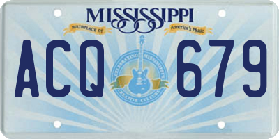 MS license plate ACQ679