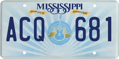 MS license plate ACQ681