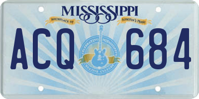MS license plate ACQ684
