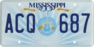 MS license plate ACQ687