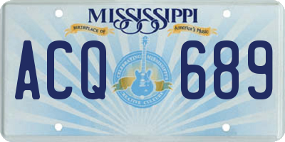 MS license plate ACQ689