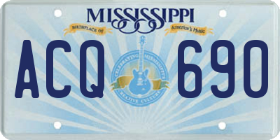 MS license plate ACQ690