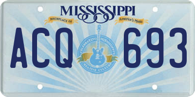 MS license plate ACQ693