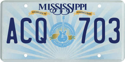 MS license plate ACQ703