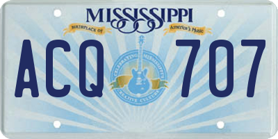 MS license plate ACQ707