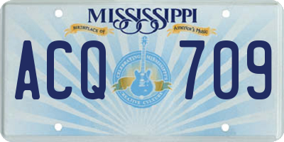 MS license plate ACQ709