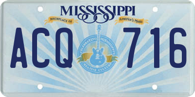 MS license plate ACQ716