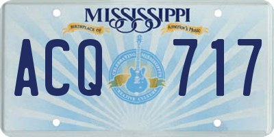 MS license plate ACQ717