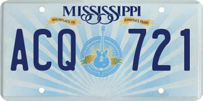 MS license plate ACQ721