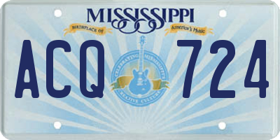 MS license plate ACQ724