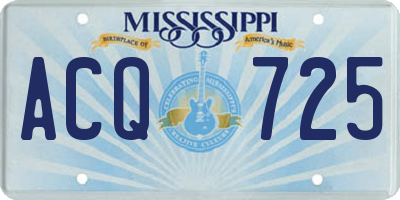 MS license plate ACQ725