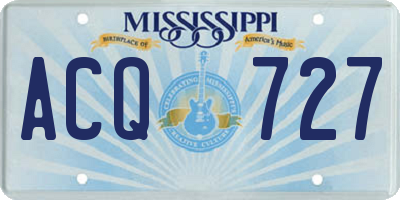 MS license plate ACQ727