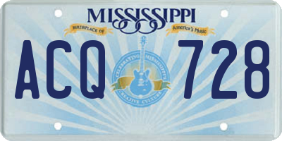 MS license plate ACQ728