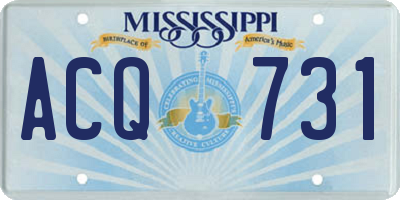 MS license plate ACQ731