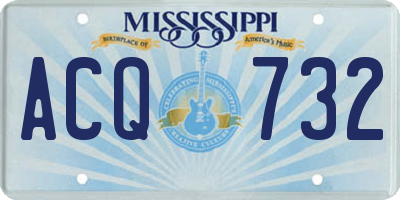 MS license plate ACQ732