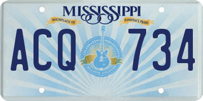 MS license plate ACQ734