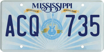 MS license plate ACQ735