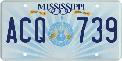 MS license plate ACQ739