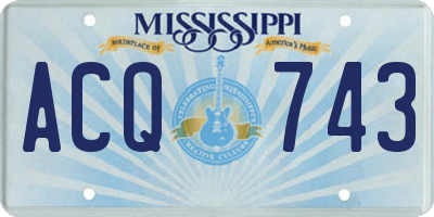 MS license plate ACQ743