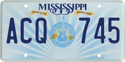 MS license plate ACQ745