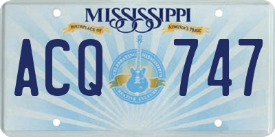 MS license plate ACQ747