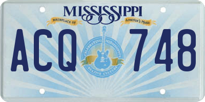 MS license plate ACQ748