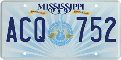 MS license plate ACQ752