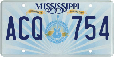 MS license plate ACQ754