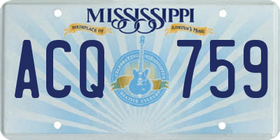 MS license plate ACQ759