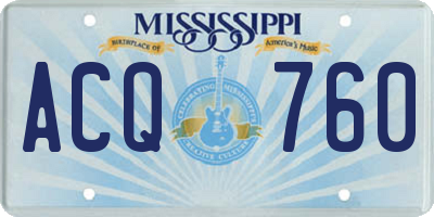 MS license plate ACQ760