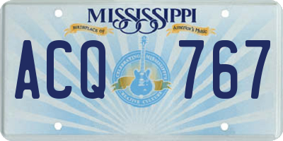 MS license plate ACQ767