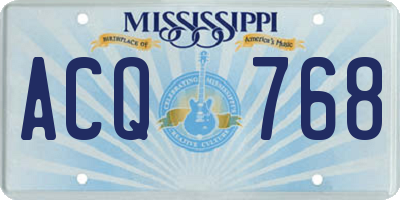 MS license plate ACQ768