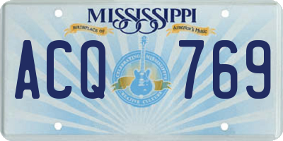 MS license plate ACQ769
