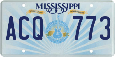 MS license plate ACQ773