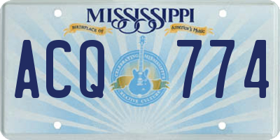 MS license plate ACQ774
