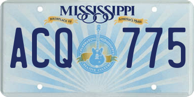 MS license plate ACQ775