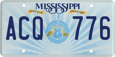 MS license plate ACQ776