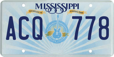 MS license plate ACQ778