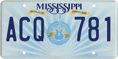 MS license plate ACQ781