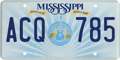 MS license plate ACQ785