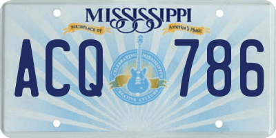 MS license plate ACQ786
