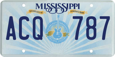 MS license plate ACQ787