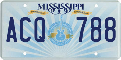 MS license plate ACQ788