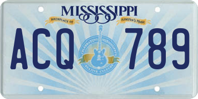 MS license plate ACQ789